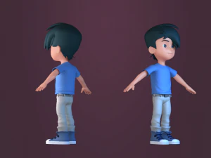 Animated characters students passersby Little Boys cartoon boys 3D Model