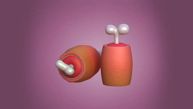 Ham in cartoon style Cartoon Ham Meat Model 3D .c4d .max .obj .3ds .fbx .stl .blend 