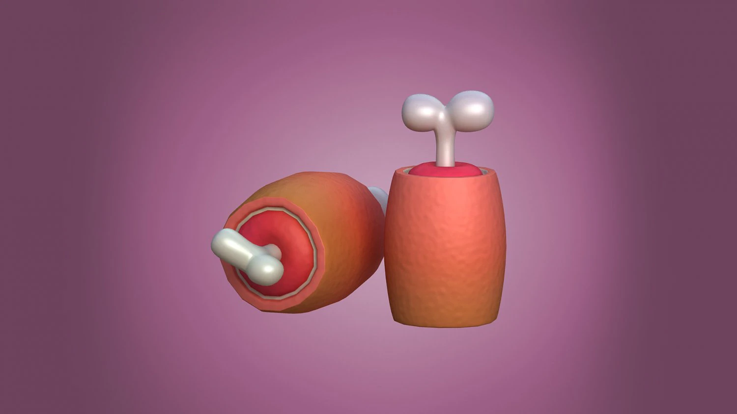 Ham in cartoon style Cartoon Ham Meat 3D Model .c4d .max .obj .3ds .fbx .stl .blend