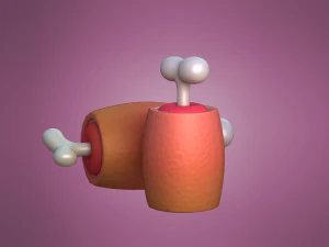 Ham in cartoon style Cartoon Ham Meat 3D Model