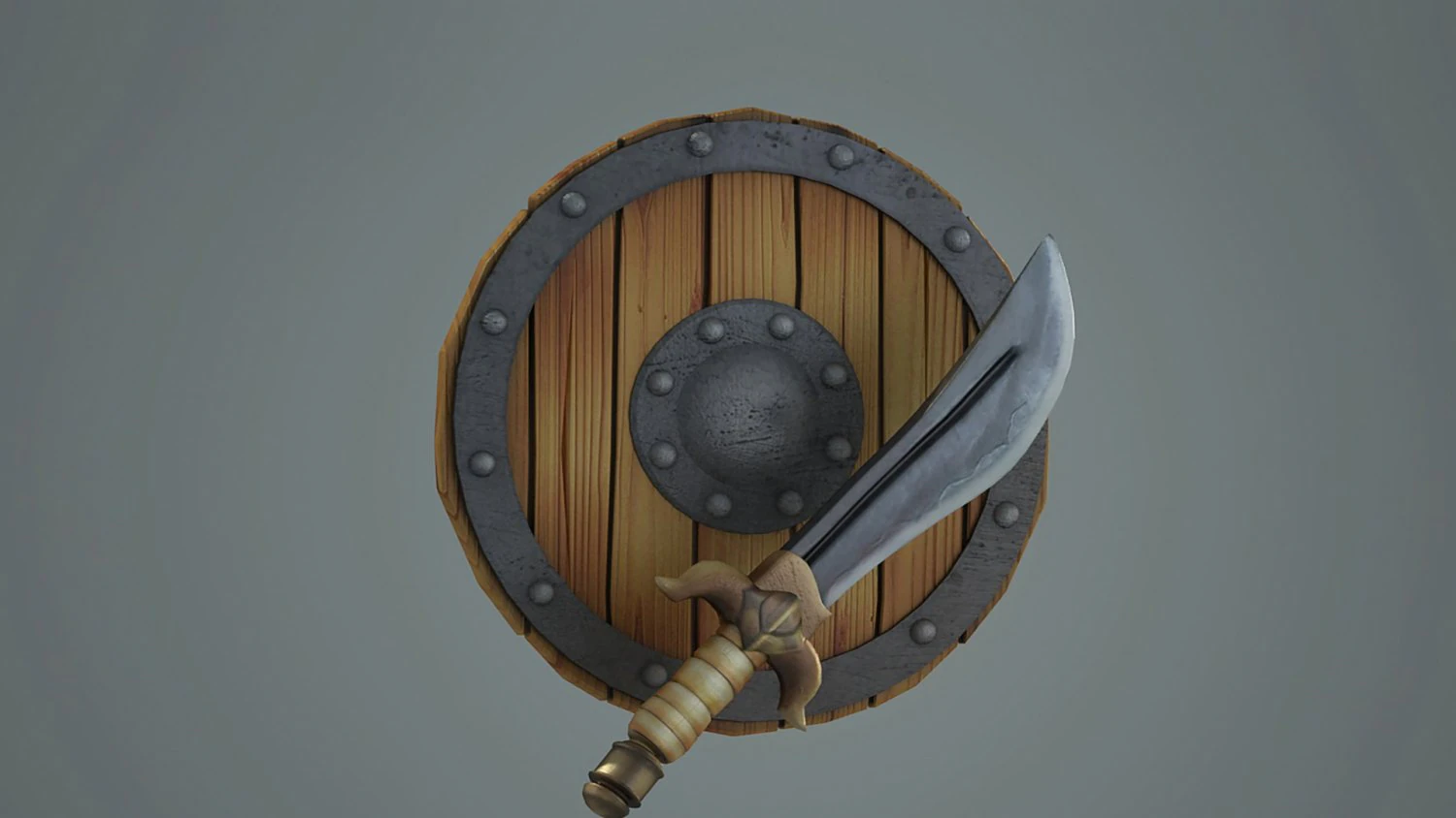 Buckler ancient sword Scimitar cold 3D Model .c4d .max .obj .3ds .fbx .stl .blend