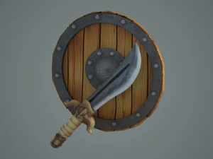 Buckler ancient sword Scimitar cold 3D Model