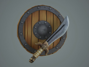 Buckler ancient sword Scimitar cold Model 3D