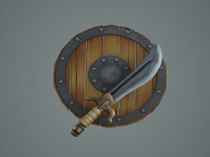 Buckler ancient sword Scimitar cold Model 3D