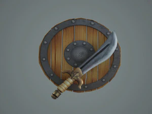 Buckler ancient sword Scimitar cold 3D Model