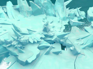 Cartoon Iceberg Caverna de gelo superf&iacute;cie do mar Neve Montanha superf&iacute;cie de gelo gelo mar cone Caverna de gelo gla Modelo 3D