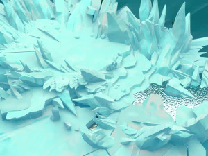 Cartoon Iceberg Caverna de gelo superf&iacute;cie do mar Neve Montanha superf&iacute;cie de gelo gelo mar cone Caverna de gelo gla Modelo 3D