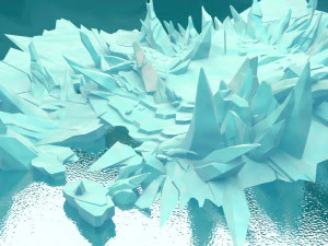 Cartoon Iceberg Caverna de gelo superf&iacute;cie do mar Neve Montanha superf&iacute;cie de gelo gelo mar cone Caverna de gelo gla Modelo 3D