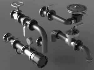 Water pipes industrial valves chemical motor valves 3D Model