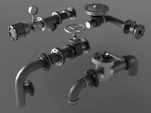 Водопровідні труби промислова арматура хімічна моторна арматура 3D Модель