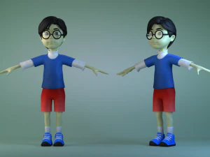 Animated characters schoolchildren little boys 3D Model