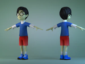 Animated characters schoolchildren little boys 3D Model