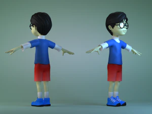 Animated characters schoolchildren little boys 3D Model