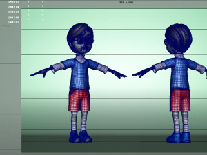 Animated characters schoolchildren little boys 3D Model