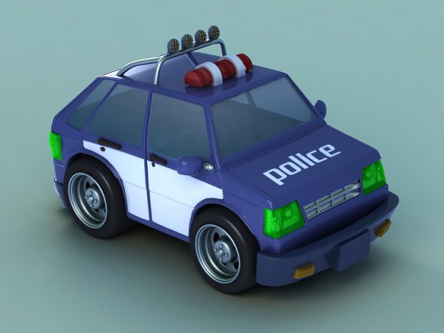 Super Cartoon police car toy police q version of the car animated police car toy police car 3D Model .c4d .max .obj .3ds .fbx .stl .blend 