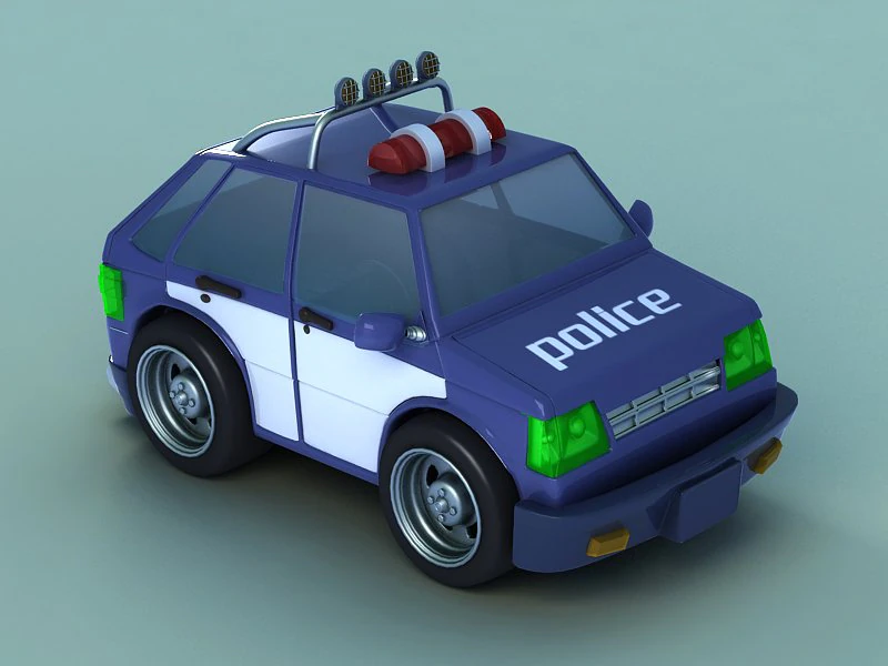 Super Cartoon police car toy police q version of the car animated police car toy police car 3D Model .c4d .max .obj .3ds .fbx .stl .blend