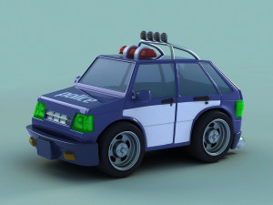 Super Cartoon police car toy police q version of the car animated police car toy police car 3D Model
