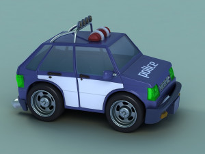 Super Cartoon police car toy police q version of the car animated police car toy police car 3D Model