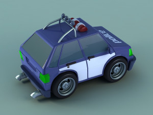 Super Cartoon police car toy police q version of the car animated police car toy police car 3D Model