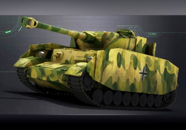 German tank 4 World War II World War II heavily armored Model 3D .c4d .max .obj .3ds .fbx .stl .blend 