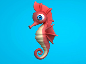 Beautiful cartoon seahorse 3D Model