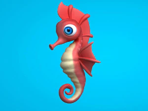 Красивый мультяшный морской конек 3D Модель