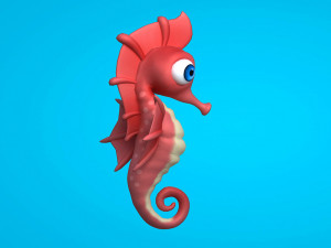 Beautiful cartoon seahorse 3D 모델