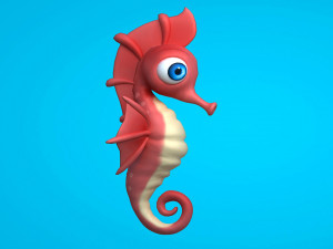 Beautiful cartoon seahorse 3D 모델