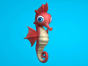 Beautiful cartoon seahorse 3D 모델