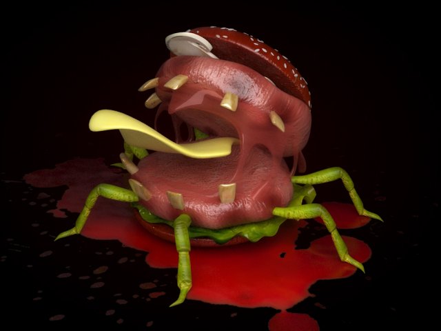 Burgers Halloween blood Burger Monster scary Burger 3D Model .c4d .max .obj .3ds .fbx .stl .blend