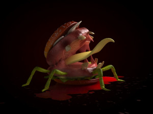 बर्गर हेलोवीन रक्त बर्गर राक्षस डरावना बर्गर 3D मॉडल