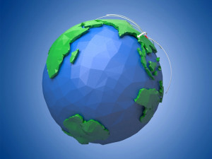 Cartoon Earth Origami Earth continental plate q version Poly Low Eart green planet 3D-Modell