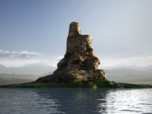 Cliffs islands Mountains rock walls nature Moss rocks 3D Model