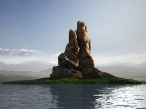Cliffs islands Mountains rock walls nature Moss rocks 3D Model