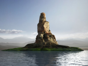 Cliffs islands Mountains rock walls nature Moss rocks 3D Model
