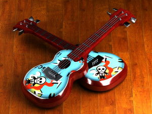 Cartoon Guitar Animated Musical Instrument 3D Модель
