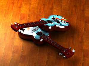 Cartoon Guitar Animated Musical Instrument 3D Модель