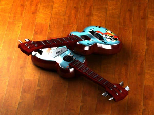 Cartoon Guitar Animated Musical Instrument 3D Model
