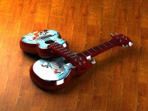 Cartoon Guitar Animated Musical Instrument 3D Модель