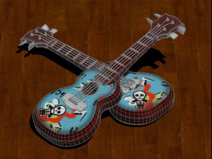 Cartoon Guitar Animated Musical Instrument 3D Model