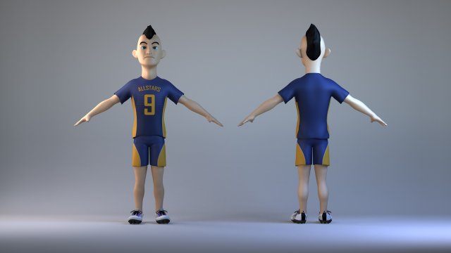 Male players athletes Football player animated characters punk Model 3D .c4d .max .obj .3ds .fbx .stl .blend 