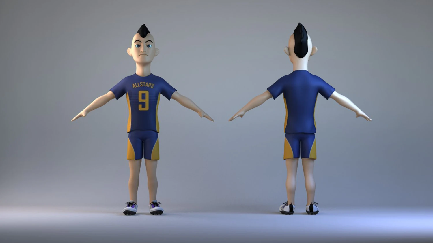 Чоловіки гравці спортсмени футболіст анімовані персонажі панк 3D Модель .c4d .max .obj .3ds .fbx .stl .blend 