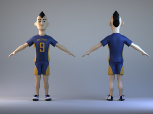 Male players athletes Football player animated characters punk 3D Model