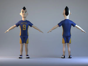 Игроки-мужчины-спортсмены Футболист, анимированные персонажи-панк 3D Модель