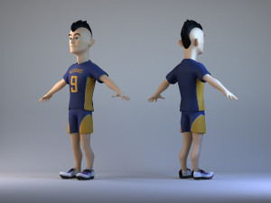 Male players athletes Football player animated characters punk Model 3D