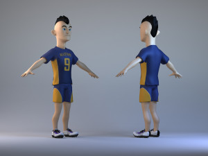 Male players athletes Football player animated characters punk Model 3D