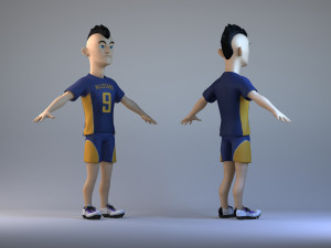 Male players athletes Football player animated characters punk Model 3D