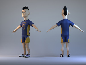 Male players athletes Football player animated characters punk Model 3D