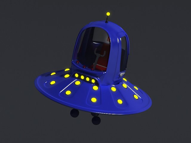 Cartoons saucers ships flying machines round UFO cockpits Modello 3D .c4d .max .obj .3ds .fbx .stl .blend 