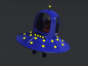 Cartoonschotels schepen vliegmachines rond UFO-cockpits 3D Model